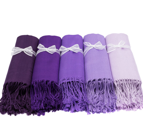 Pashmina Set Of 5 Violet Palette Solid Color