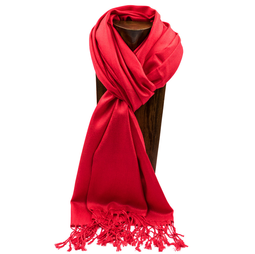 PASHMINA, SHAWL, SCARF RED SOLID COLOR