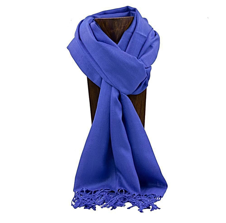 PASHMINA, SHAWL, SCARF ROYAL BLUE SOLID COLOR