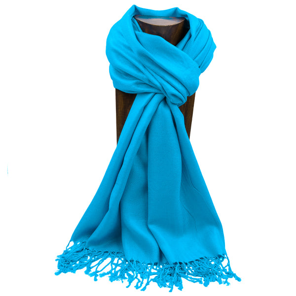 PASHMINA, SHAWL, SCARF TURQUOISE SOLID COLOR