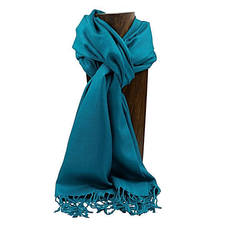 PASHMINA, SHAWL, SCARF TEAL SOLID COLOR