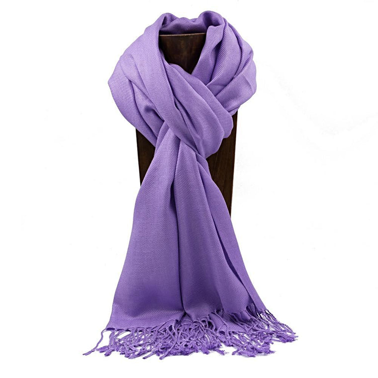 PASHMINA, SHAWL, SCARF DARK LAVENDER SOLID COLOR