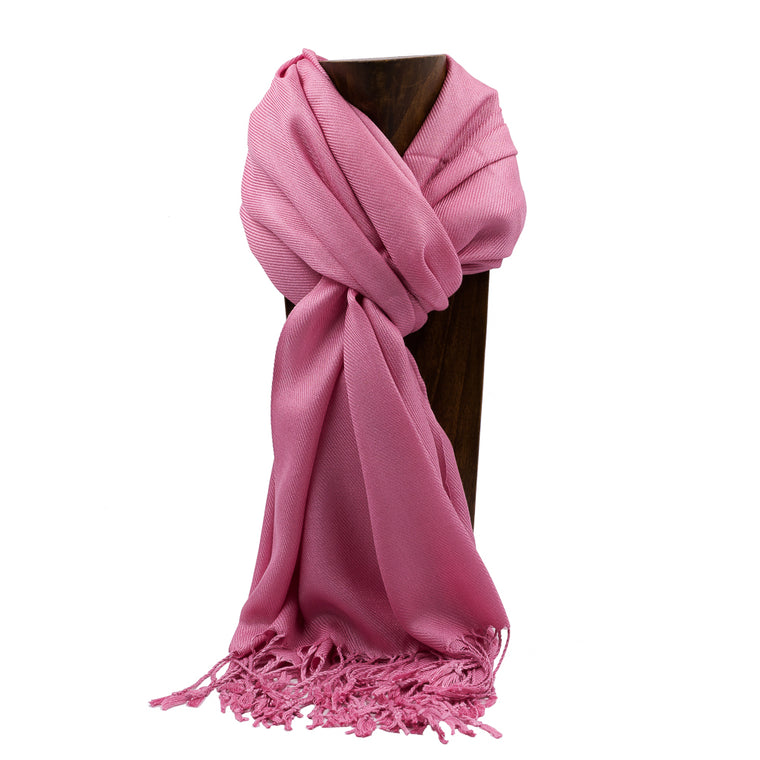 PASHMINA, SHAWL, SCARF ROSE PINK SOLID COLOR