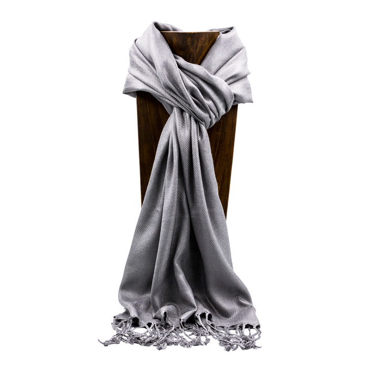 PASHMINA, SHAWL, SCARF GRAY SOLID COLOR