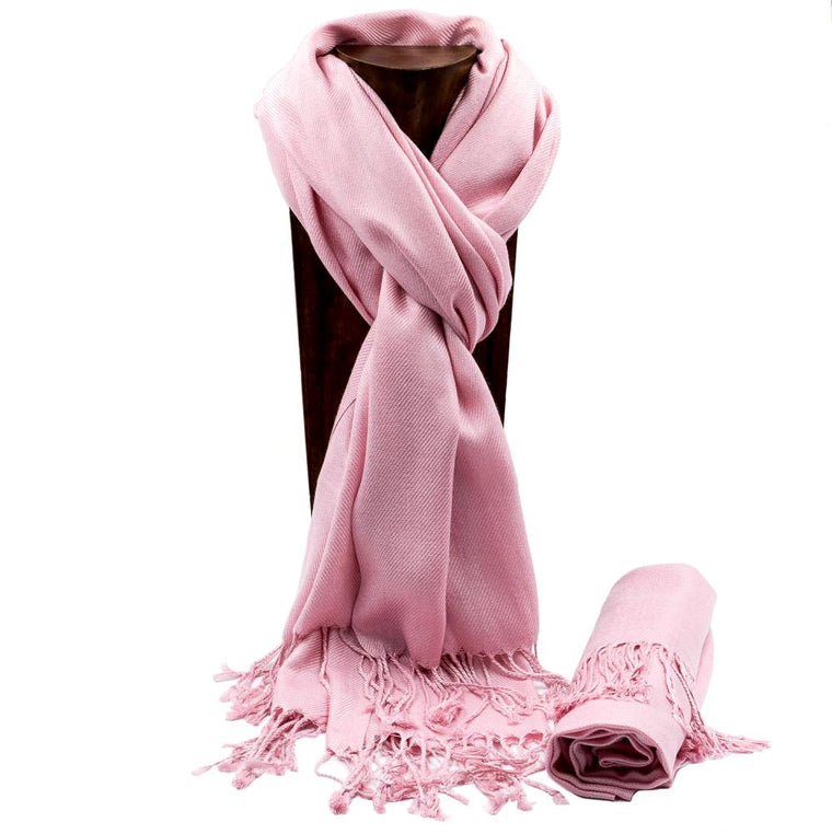 PASHMINA, SHAWL, SCARF PINK SOLID COLOR