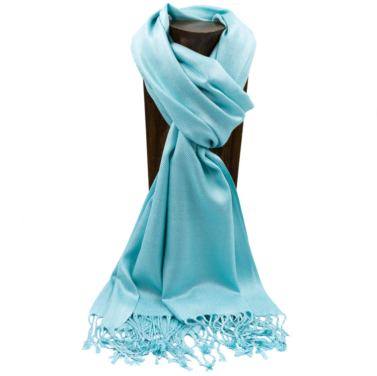 PASHMINA, SHAWL, SCARF SKY BLUE SOLID COLOR