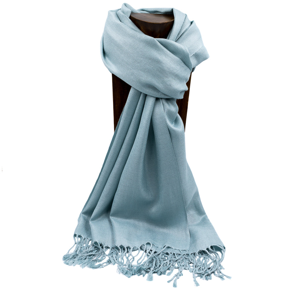 PASHMINA, SHAWL, SCARF SLATE BLUE SOLID COLOR