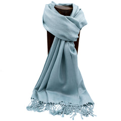 PASHMINA, SHAWL, SCARF SLATE BLUE SOLID COLOR