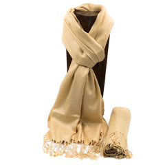 PASHMINA, SHAWL, SCARF CHAMPAGNE SOLID COLOR