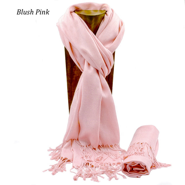 PASHMINA, SHAWL, SCARF BLUSH PINK SOLID COLOR