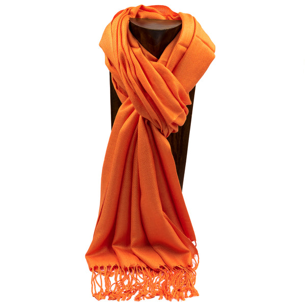 PASHMINA, SHAWL, SCARF ORANGE SOLID COLOR