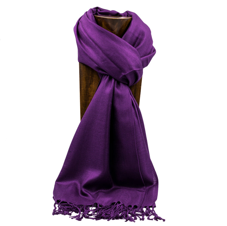 PASHMINA, SHAWL, SCARF DARK PURPLE SOLID COLOR