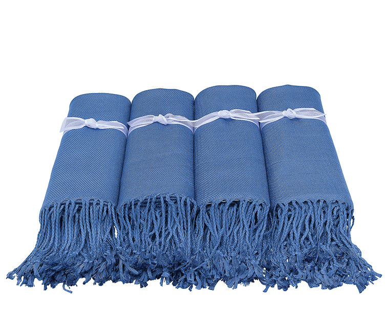 PASHMINA SET OF 4 DENIM BLUE SOLID COLOR