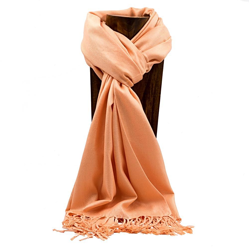 PASHMINA, SHAWL, SCARF PEACH SOLID COLOR