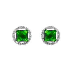 ZDE0101-G STERLING SILVER 925 RHODIUM PLATED FINISH SQUARE SHAPE CZ EARRINGS