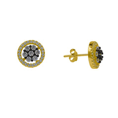 ZDE0414-GW  STERLING SILVER 925  GOLD PLATED STUD CZ EARRINGS