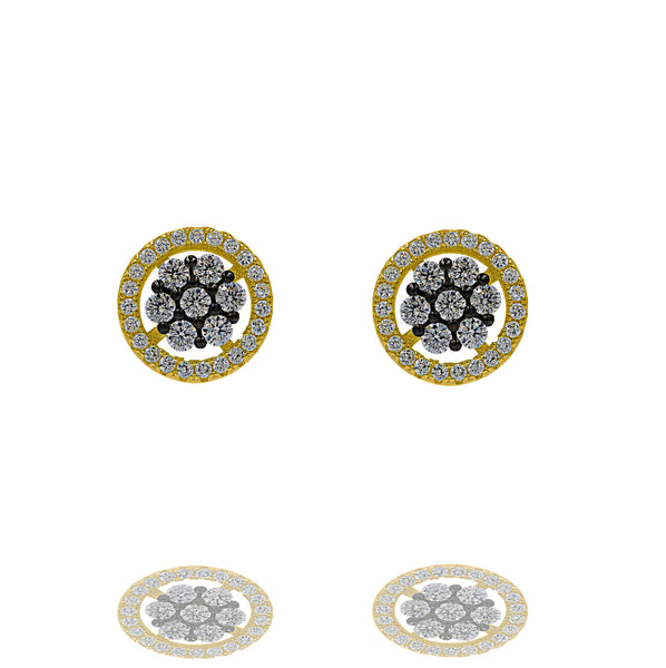 ZDE0414-GW  STERLING SILVER 925  GOLD PLATED STUD CZ EARRINGS