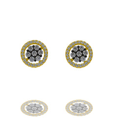 ZDE0414-GW  STERLING SILVER 925  GOLD PLATED STUD CZ EARRINGS