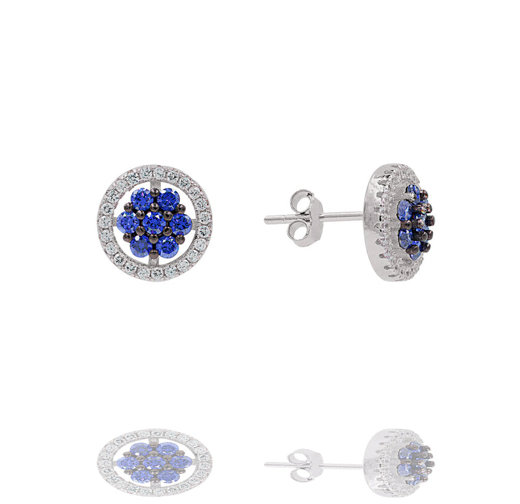 ZDE0414-RS  STERLING SILVER 925 RHODIUM PLATED FINISH STUD CZ EARRINGS