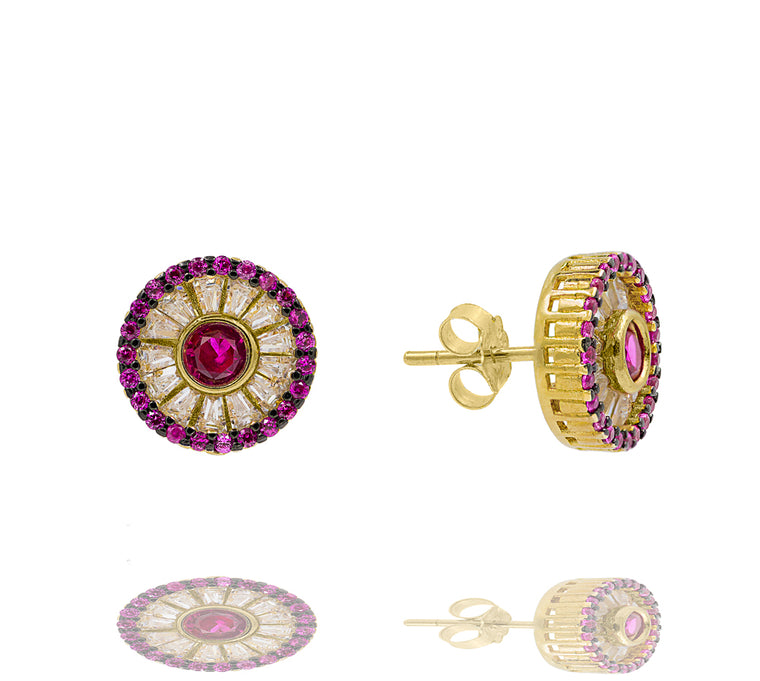 ZDE0600-GR  STERLING SILVER 925 GOLD PLATED FINISH BAGUETTE POST EARRINGS