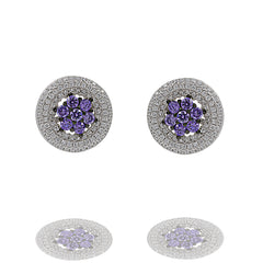 ZDE0746-RA STERLING SILVER RHODIUM PLATED 925 ROUND CZ POST EARRINGS