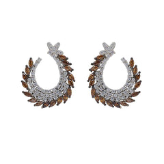 ZDE0888-RCH STERLING SILVER 925 RHODIUM PLATED FANCY STUD EARRINGS