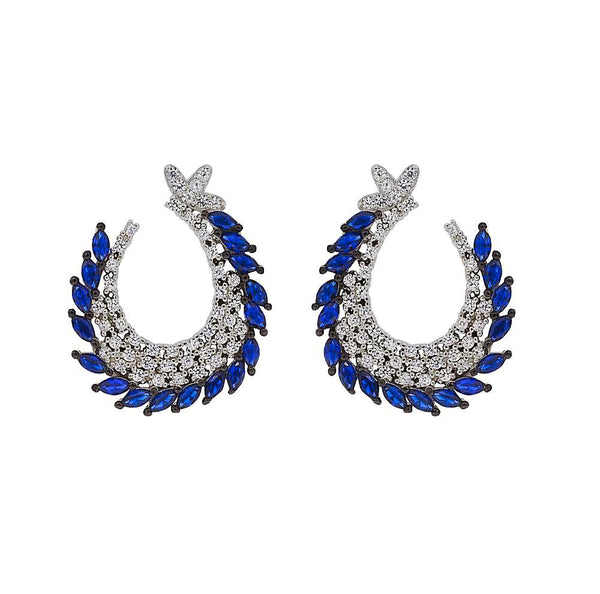 ZDE0888-RS STERLING SILVER 925 RHODIUM PLATED FANCY STUD EARRINGS