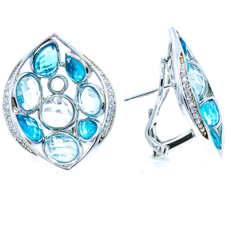 ZDE1024 STERLING SILVER 925 RHODIUM PLATED FINISH CZ EARRINGS