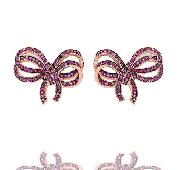 ZDE1106-RGR STERLING SILVER 925 ROSE GOLD BOW DESIGN STUD EARRINGS