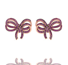 ZDE1106-RGR STERLING SILVER 925 ROSE GOLD BOW DESIGN STUD EARRINGS