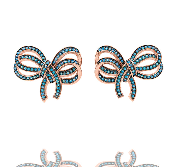 ZDE1106-RGT STERLING SILVER 925 ROSE GOLD BOW DESIGN STUD EARRINGS