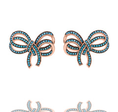 ZDE1106-RGT STERLING SILVER 925 ROSE GOLD BOW DESIGN STUD EARRINGS