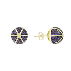 ZDE1167-GA STERLING SILVER 925 GOLD PLATED ROUND CZ POST EARRINGS