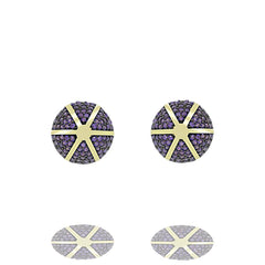 ZDE1167-GA STERLING SILVER 925 GOLD PLATED ROUND CZ POST EARRINGS