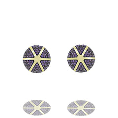 ZDE1167-GA STERLING SILVER 925 GOLD PLATED ROUND CZ POST EARRINGS