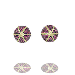 ZDE1167-GR STERLING SILVER 925 GOLD PLATED ROUND CZ POST EARRINGS