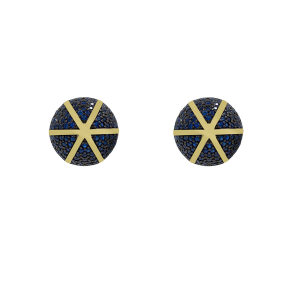 ZDE1167-GS STERLING SILVER 925 GOLD PLATED ROUND CZ POST EARRINGS