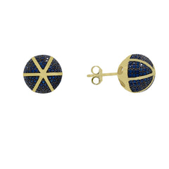 ZDE1167-GS STERLING SILVER 925 GOLD PLATED ROUND CZ POST EARRINGS