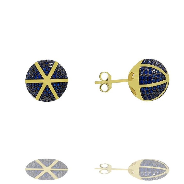 ZDE1167-GS STERLING SILVER 925 GOLD PLATED FINISH ROUND CZ POST EARRINGS