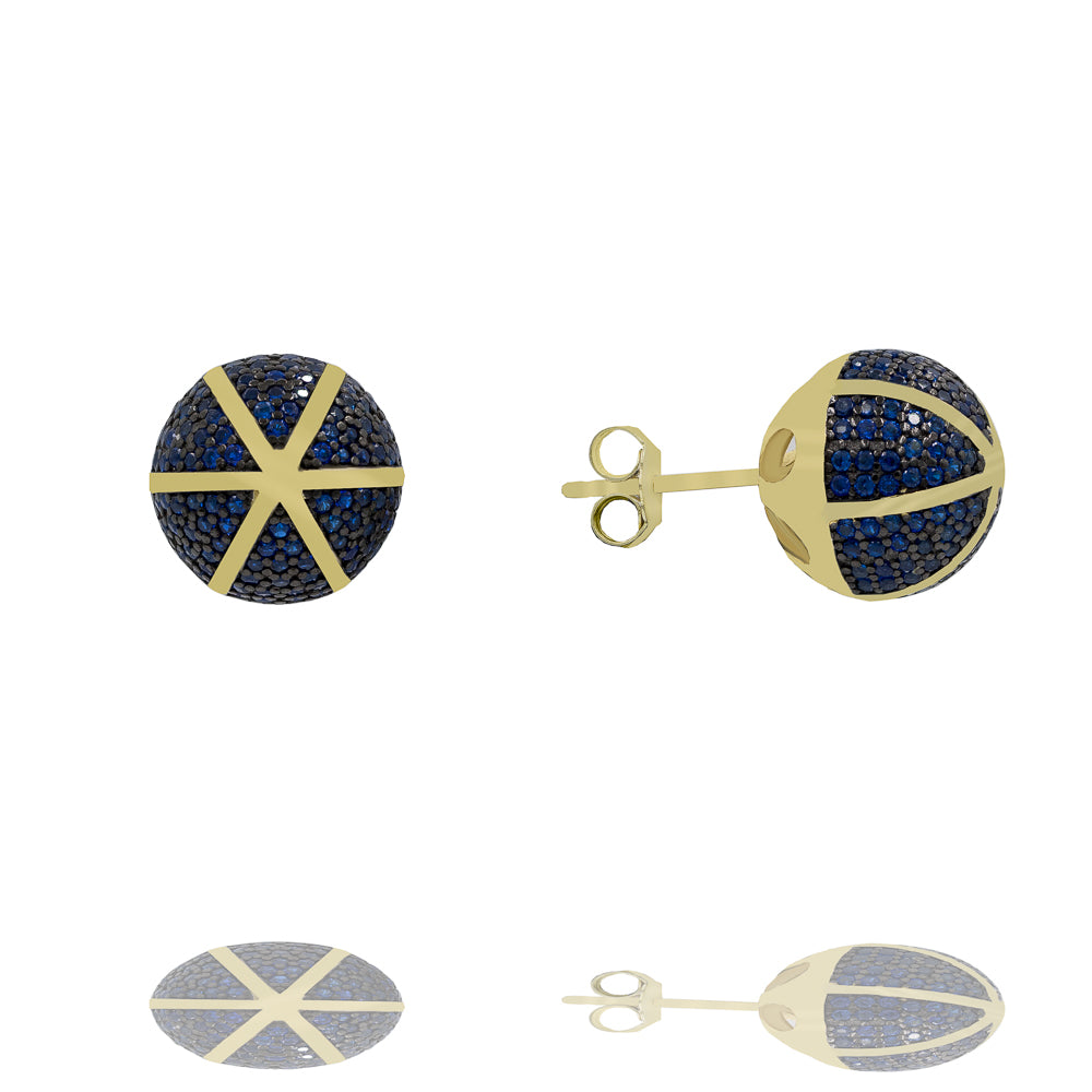 ZDE1167-GS STERLING SILVER 925 GOLD PLATED ROUND CZ POST EARRINGS