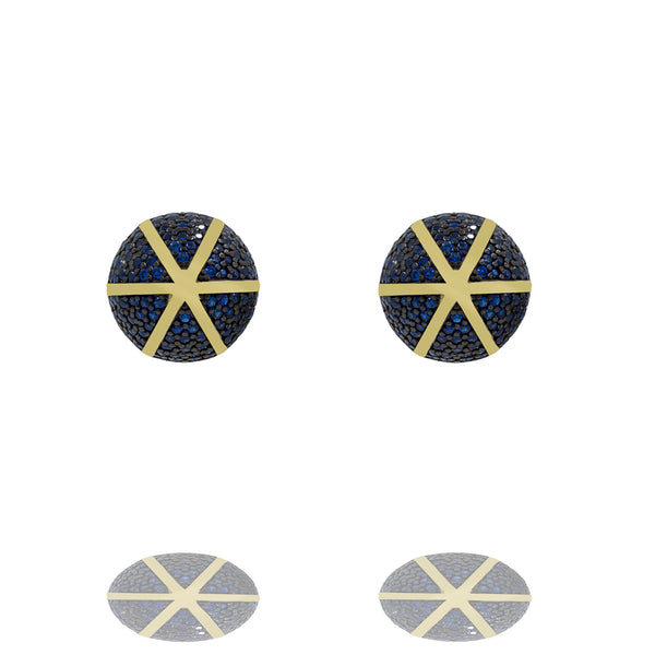 ZDE1167-GS STERLING SILVER 925 GOLD PLATED ROUND CZ POST EARRINGS