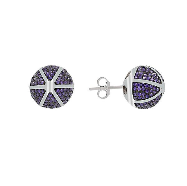 ZDE1167-RA STERLING SILVER 925 RHODIUM PLATED ROUND CZ POST EARRINGS