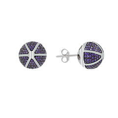 ZDE1167-RA STERLING SILVER 925 RHODIUM PLATED ROUND CZ POST EARRINGS