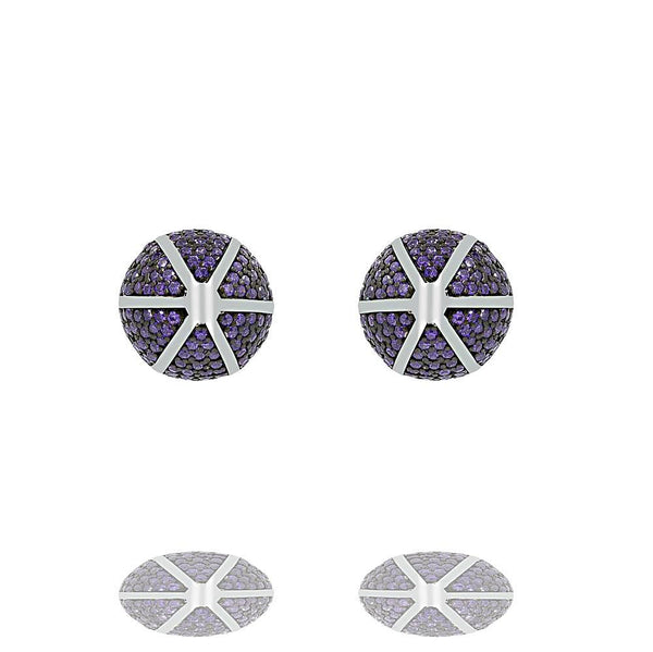 ZDE1167-RA STERLING SILVER 925 RHODIUM PLATED ROUND CZ POST EARRINGS