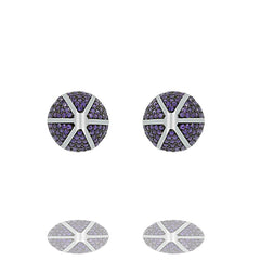 ZDE1167-RA STERLING SILVER 925 RHODIUM PLATED ROUND CZ POST EARRINGS