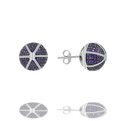 ZDE1167-RA STERLING SILVER 925 RHODIUM PLATED ROUND CZ POST EARRINGS