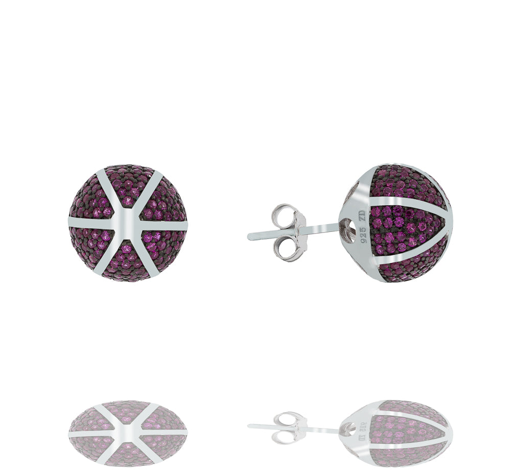 ZDE1167-RR STERLING SILVER 925 RHODIUM PLATED ROUND CZ POST EARRINGS