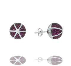 ZDE1167-RR STERLING SILVER 925 RHODIUM PLATED ROUND CZ POST EARRINGS