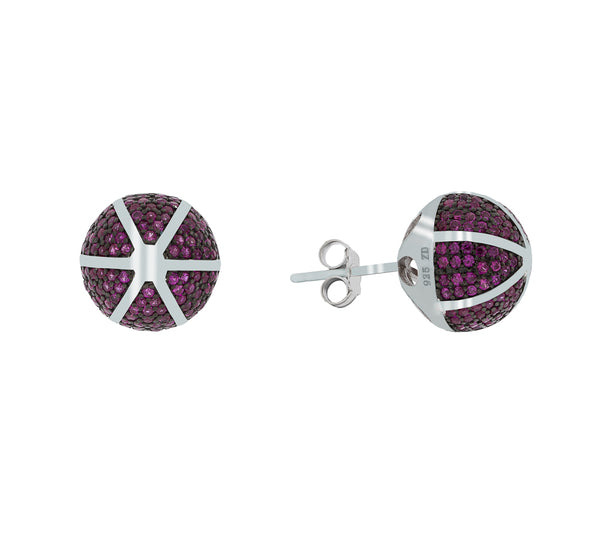 ZDE1167-RR STERLING SILVER 925 RHODIUM PLATED ROUND CZ POST EARRINGS
