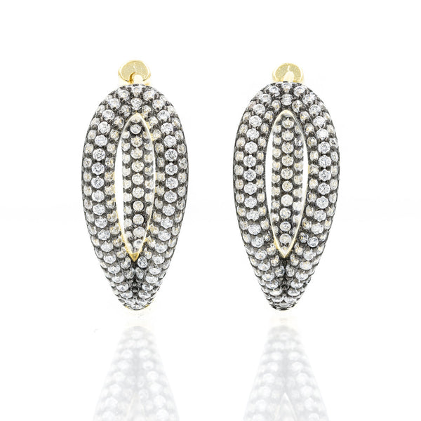 ZDE1267-GW STERLING SILVER 925 GOLD PLATED HOOP EARRINGS